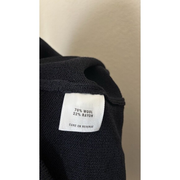 St John Sport Size XL Black Gold Trimmed Wool Blend Duster Cardigan Sweater - Picture 10 of 12